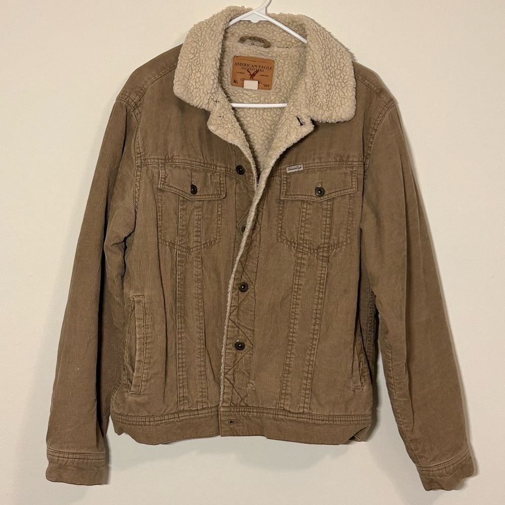 American Eagle Outfitters Men's Tan Sherpa Lined Jacket